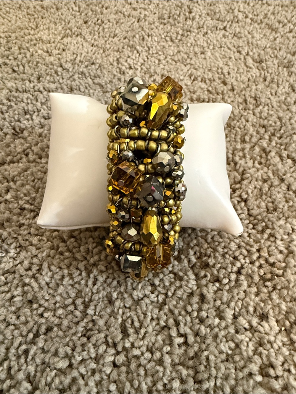 Sassy Jones Rochinda Gold Crystal Beaded Stretch Bracelet